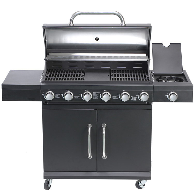 Bếp nướng gas BBQ 6 đầu đốt với đầu đốt phụ